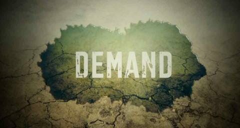 Parched dirt with the word "demand" on top